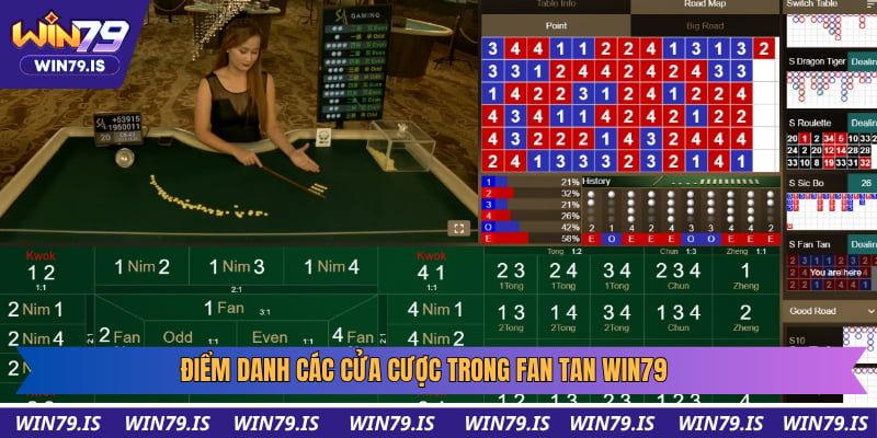 Điểm danh các cửa cược trong Fan Tan Win79